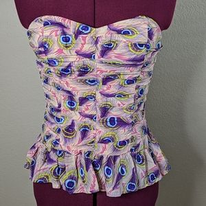 Nanette Lapore Strapless Peacock Corset